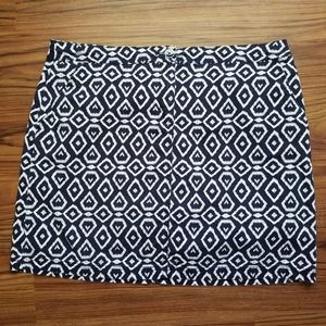 Karen Scott Skirt Skort Sz 14 Navy White Ikat